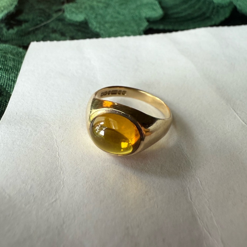 Antique 9k gold citrine signet ring